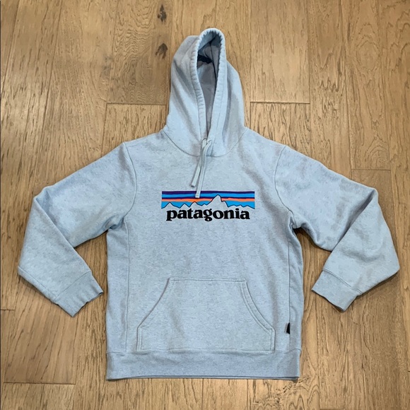 Patagonia Other - Patagonia Light Blue Hoodie with Patagonia Logo Men’s Small/Women’s Medium